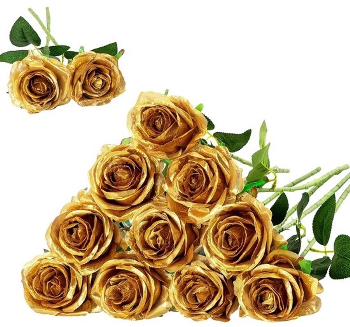 12 Stuks Witte Zijden Kunstbloemen Rozenboeketten voor Decoratie
