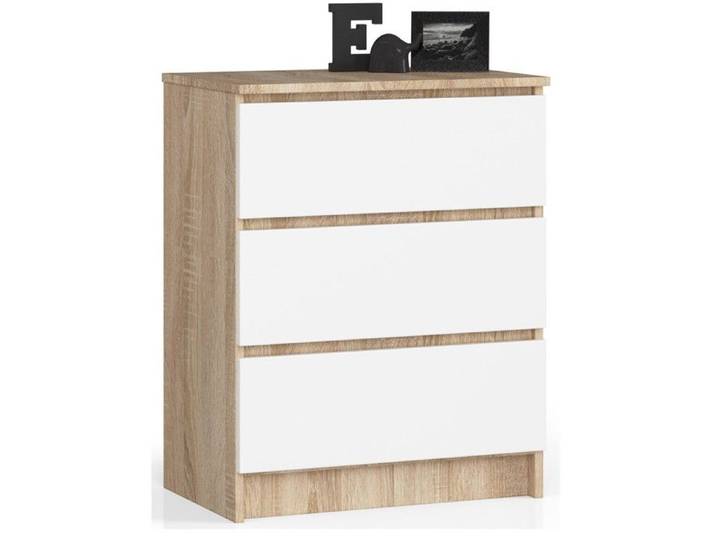 Commode : trois tiroirs Couleur : chêne sonoma blanc