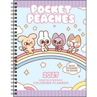 Pocket Peaches 2027 Monthly/Weekly Coloring Planner with Stickers to Color