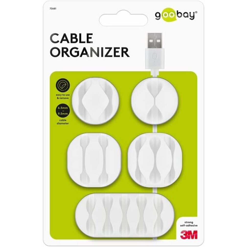 Goobay Kabelmanagement, wit (set van 5 stuks)