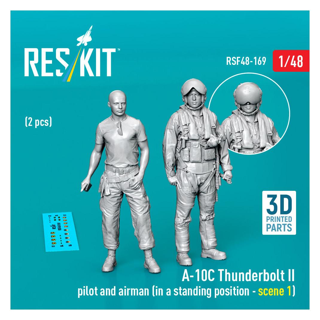 ResKit A-10C Thunderbolt II pilot and airman (in a standing position - scene 1) (2 pcs) (3D Printed) (RSF48-0169)