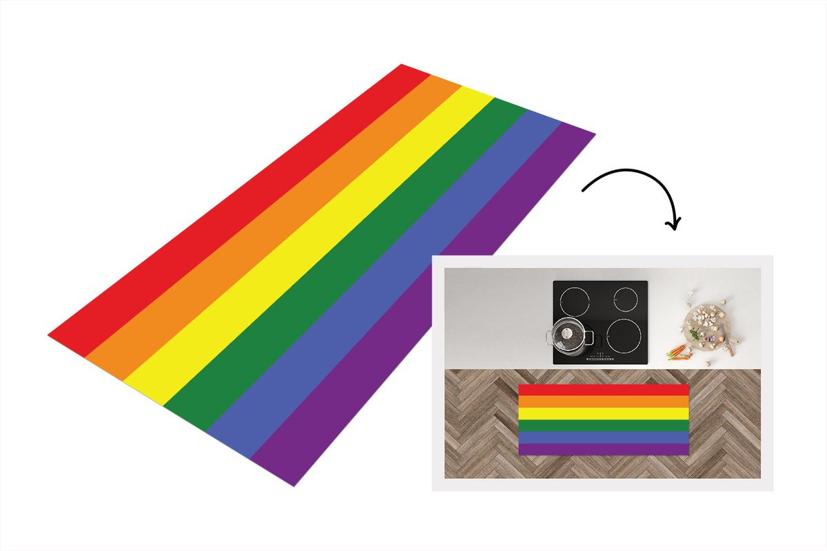 KitchenYeah Keukenloper Regenboog Love Pride Abstract Vinyl - B/D: 120 x 50 cm