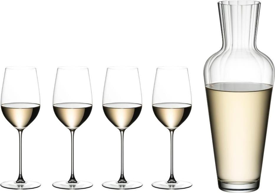 Riedel Veritas Witte Wijnglazenset voor Riesling en Zinfandel met Wine Friendly Decanter