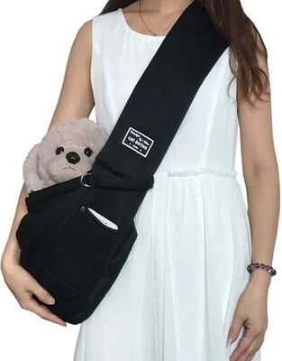 Uplift Essentials Comfortable Pet Sling Carrier Bag For Small Dogs And Cats black