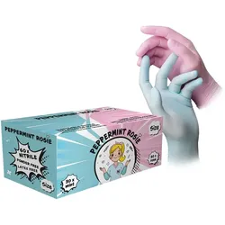 Nitrilhandschuhe Ampri Style Peppermint Rosi Mint/Rosa L mit 2 Entnahmeöffnungen, Farben Rosa und Mint, 60 Stück/Box