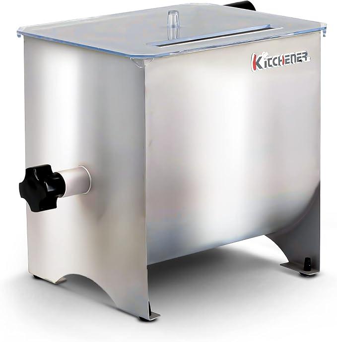 Meat Mixer Edelstahl manuelle Handkurbel 4,2 Gallonen/16L Max 17.6LBS Pfund Kapazität Heavy Duty Commercial Food Grade w / 4 abnehmbare Mixing Paddles und klarem Deckel zum Würzen Fleisch | Robust und lebensmittelecht; Handkurbel, 4 abnehmbare Mischpaddel und transparenter Deckel zum gleichmäßigen Würzen