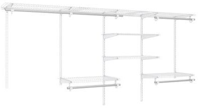 Costway 4-8 Feet Closet Organizers and Storage System with Hanging Rod for Laundry Bedroom-White