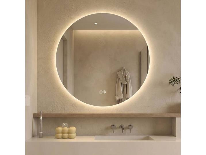 Miroir rond salle de bain LED mural Anti-Buée -Ø70 cm-Éclairage 3 mode de lumières tactile 3000K-6000K verre HD IP44 étanche