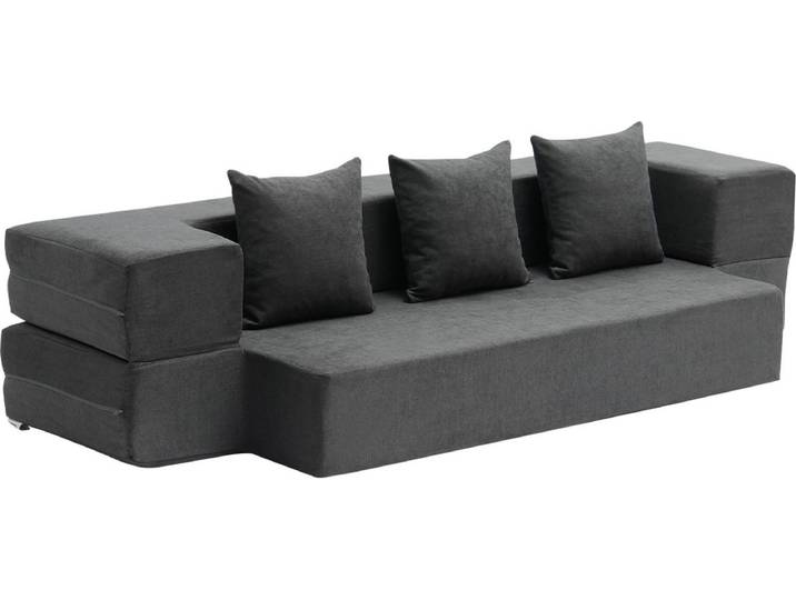 VEVOR Slaapbank Vouwbank 3 In 1 Opvouwbare Bank met 3 Kussens Donkergrijs (Twin)
