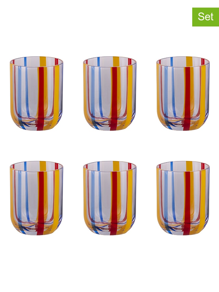Villa d´Este 6er-Set: Wassergläser "Carousel" in Bunt - 320 ml - onesize