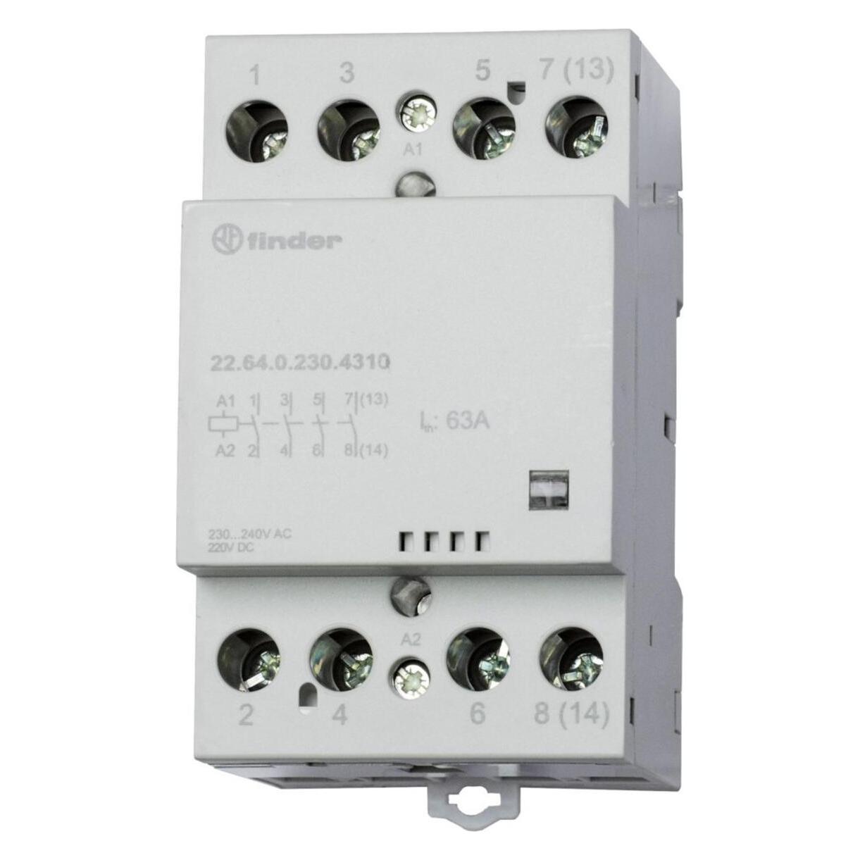 Finder Contactor 63A, 4 NO, 230-240vac/dc (22.64.0.230.4310)