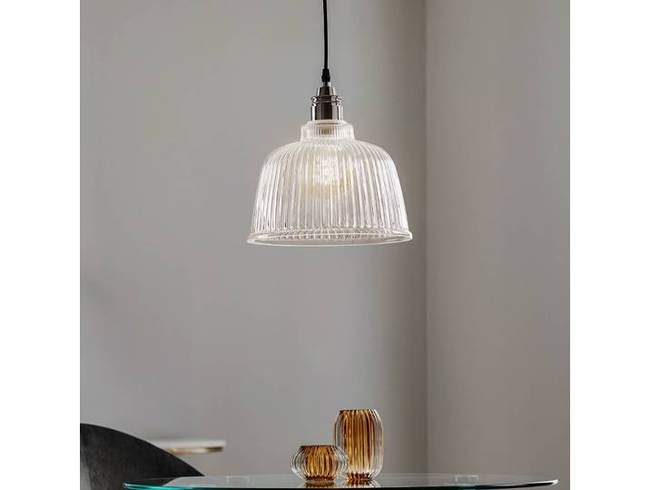 Glas Hängeleuchte Leana Lamkur, dimmbar, klar / transparent, für Wohn- / Esszimmer, Glas
