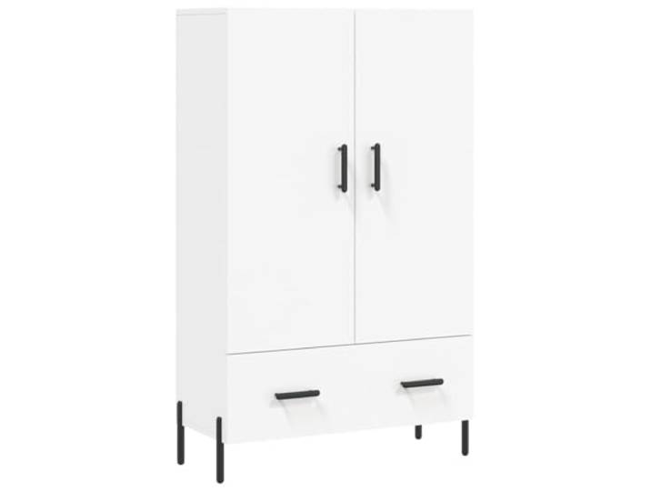 HGFDVCMR Highboard Weiß 69,5x31x115 cm Holzwerkstoff Schrank Modernes Sideboard in Weiß für Wohnzimmer und Flur, stabiles Standregal mit Metallbeinen und praktischen Türen.