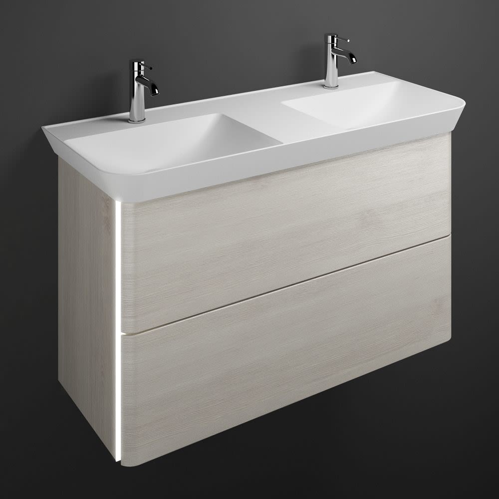 burgbad Iveo Waschtischkombination mit Mineralguss-Waschtisch und LED-Beleuchtung 120 cm