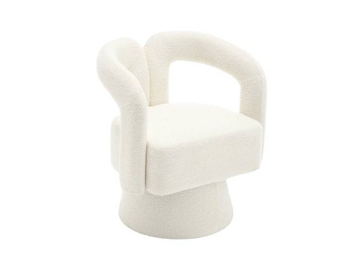 Fauteuil Pivotant 360° Forme Tonneau Beige - Rembourrage Doux - 67x55x74cm