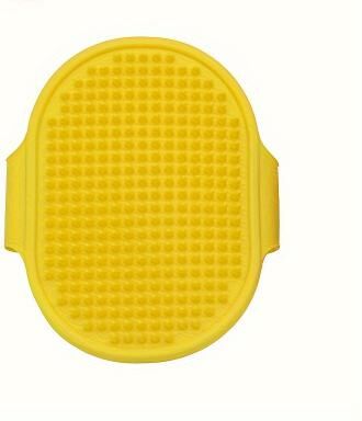 Happy Pet Pantry Premium Silicone Pet Bath & Dog Massage Brush Grooming Tool With Adjustable Handle yellow