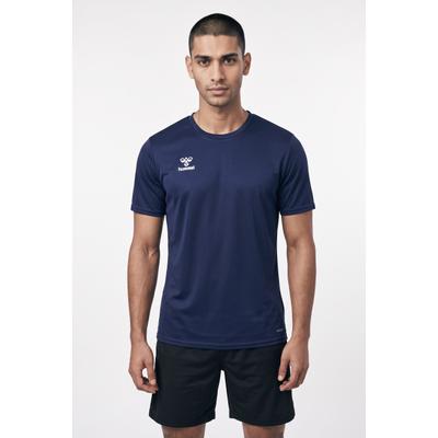 Trainingsshirt HUMMEL "HMLESSENTIAL JERSEY S/S", Herren, Gr. XXL, blau (marine), Trikot, Obermaterial: 100% Polyester, unifarben, Basic normal, Rundhals, Shirts, Kurzarm-Design, mit Rundhalsausschnitt, in Trikot-Qualität