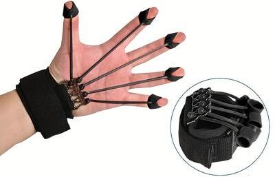 Smart Shopping Spot Finger Extensor Exerciser Adjustable Silicone Hand Grip Strengthening Trainer With Resistance Band, Hand Expander black