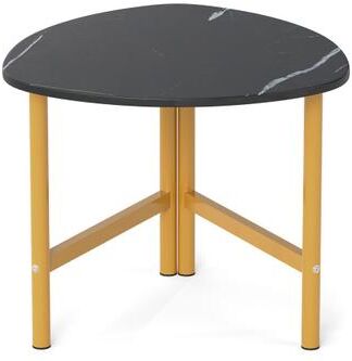 Costway Triangle Coffee Table Oval Coffee Table with Metal Legs Industrial Center Table-Black