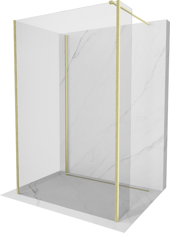 Mexen Kioto Walk-In Duschwand 130x105x30cm Gold, Transparent