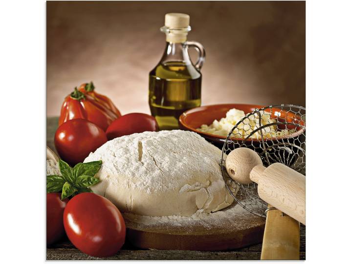 Glasbild ARTLAND Teig für Pizza , beige (farbe bild(er): naturfarben), B:30cm H:30cm, Bilder, Glasbild, in verschiedenen Grössen