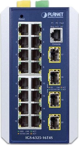 Planet Technology Industrial L3+ 16-Port 1000T + 4Port 1000X SFP