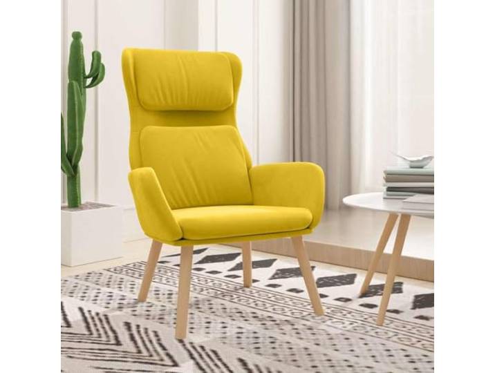 HEFZGDB Relaxsessel Senfgelb Samt mit Metallrahmen und Gummibaumholz Beinen für optimalen Sitzkomfort und Stabilität im Wohnzimmer