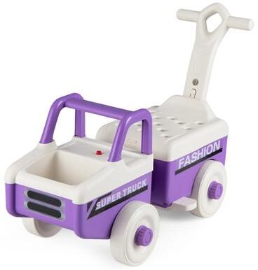 Costway 4 in 1 Ride on Push Car with Music and Under-Seat Storage for Boys Girls-Purple