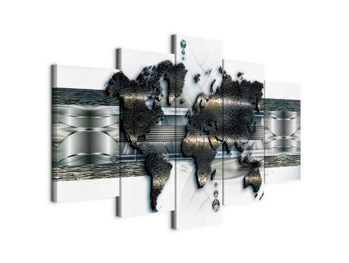 Leinwandbild World Map Silberfarben Weiß B: 200 cm