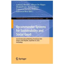 Recommender Systems for Sustainability and Social Good, Fachbücher von Elisabeth Lex, Allegra De Filippo, Ludovico Boratto, Francesco Ricci, Francesca Maridina Malloci, Noemi Mauro