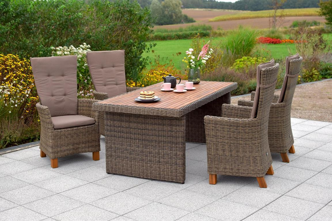MERXXHANDELS Toskana Set 9tlg 4 Hochlehner Kissen Tisch 185x90cm 16909554