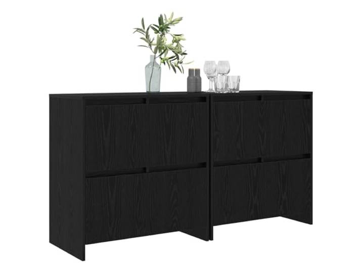 KTHLBRH Anrichte Eiche schwarz 2 Stück 70 x 41 x 75 cm Holz mehrschichtig 8 Türen, glatte Oberfläche, leicht zu reinigen, minimalistisches Design, Montage erforderlich