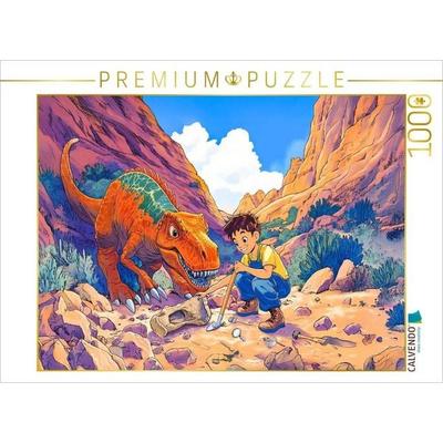CALVENDO Puzzle Abenteuer mit Dinosauriern - Dino-Freunde | 1000 Teile Lege-Größe 64x48cm Foto-Puzzle für glückliche Stunden
