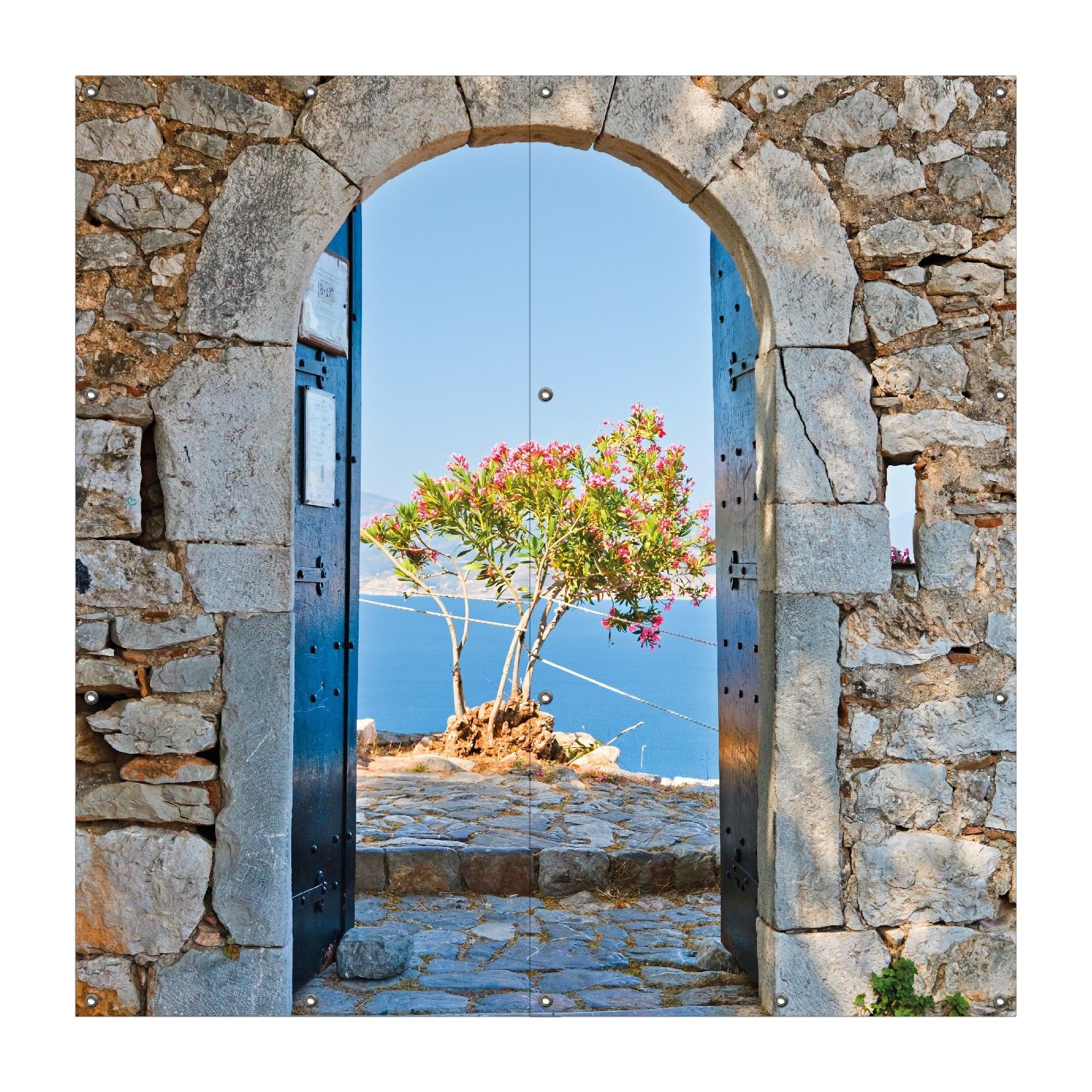 Wallario Gartenposter ca. 100 x 150 cm Torbogen Toskana