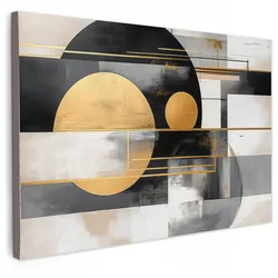 LEINWANDBILD Abstrakt - Gold - Silber - Formen - Ästhetisch - Modern Wanddeko 90x60 cm