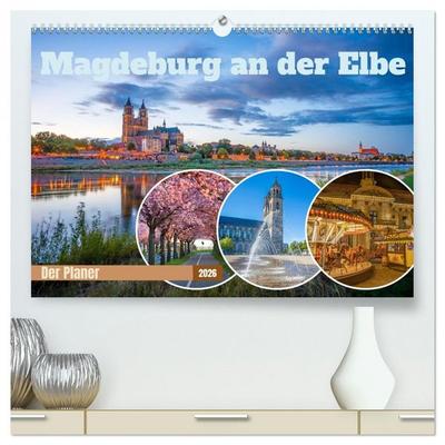 Magdeburg an der Elbe - Der Planer (hochwertiger Premium Wandkalender 2026 DIN A2 quer), Kunstdruck in Hochglanz