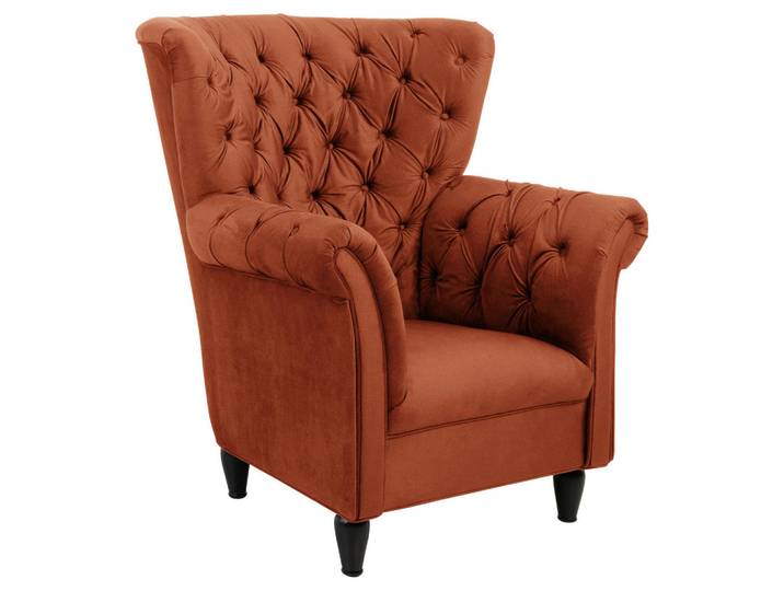 Ohrensessel, Rostrot, 96x112x86 cm, Velours & Buche, Landhaus, MID.YOU