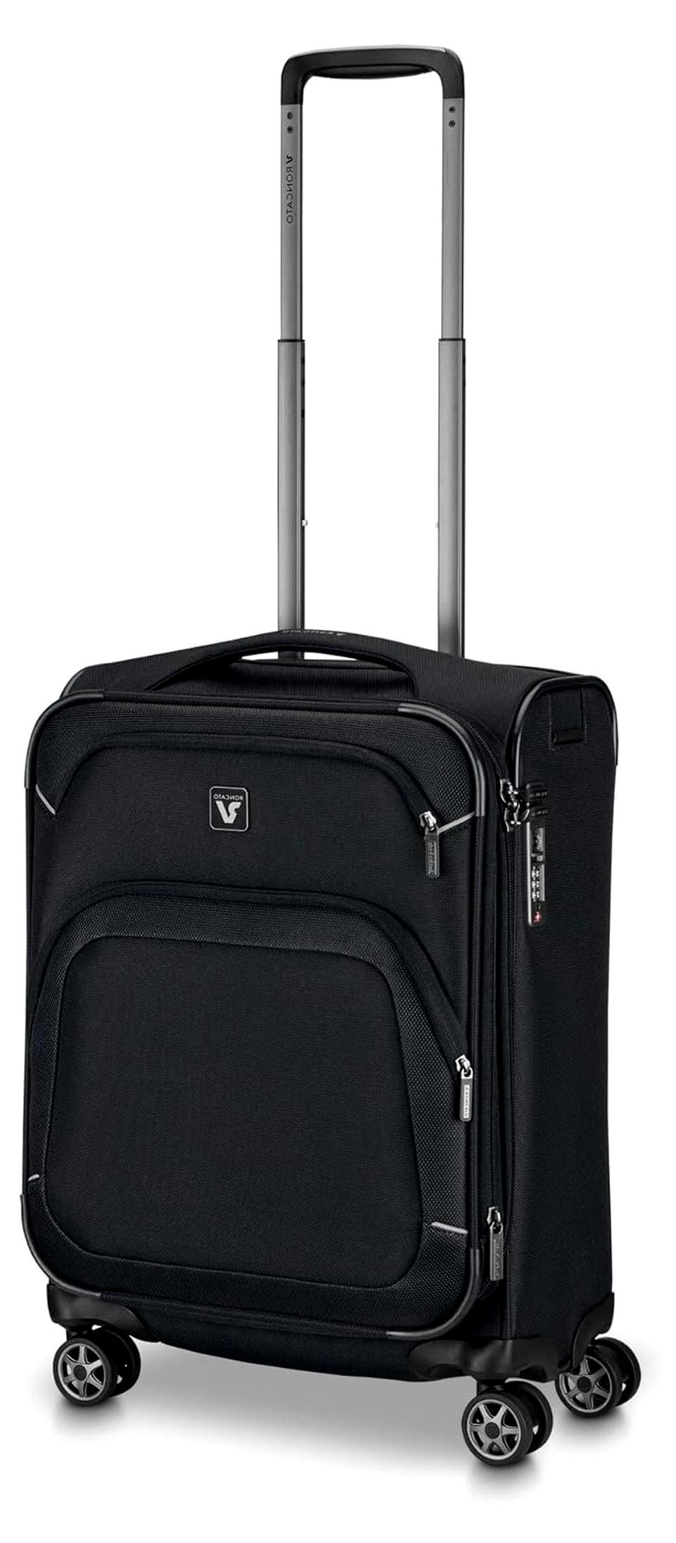 Erweiterbarer Kabinen-Trolley 55x40x20/23 cm - Schwarz