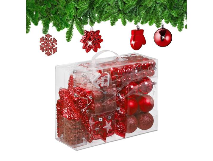 Weihnachtskugeln im 100er-Set Rot-Weiss-Silber