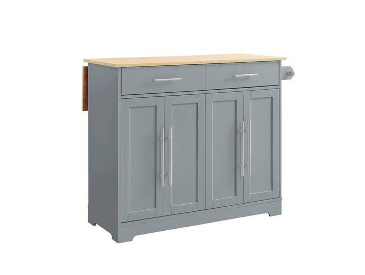 SoBuy Küchenwagen mit ausziehbarer Arbeitsfläche Fkw129-Hg, Grau, Holzwerkstoff, Rechteckig,Rechteckig, Rollen, 107x91x69 cm, Esszimmer, Servierwagen