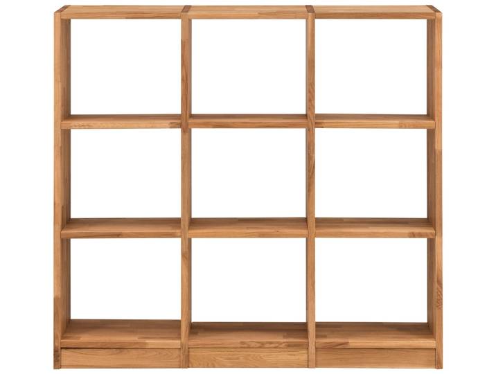 Regalelement, Massivholz, Beige, 136×125×36 cm, 9 Offene Fächer, Klassisch, Home-affaire