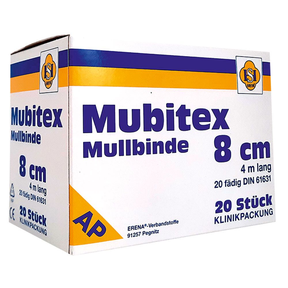 Mubitex Mullbinden 8 cm ohne Cello 20 St Binden
