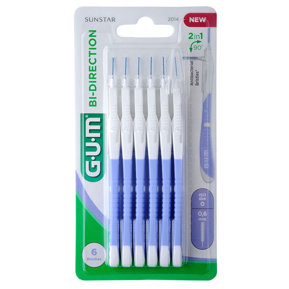 GUM Bi-Direction Interdentalb.0,6 mm hellblau 6 St Zahnbürste
