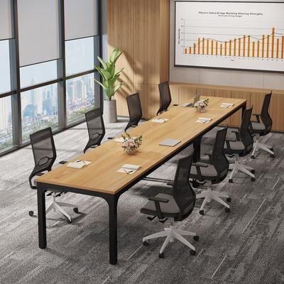 OEM Rectangle 13FT Large Conference Table Set of 2, 78.74-Inch Meeting Seminar Table, Long Business Table