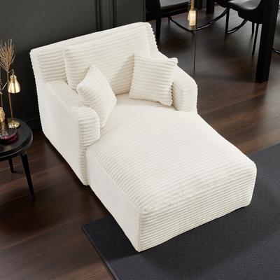 ZWYO HOSIMU Corduroy Foam+Spring Single Chaise Sofa No Assembly Comfy Sleeper Lounge Chair for Living Room Office Apartment Indoor Use