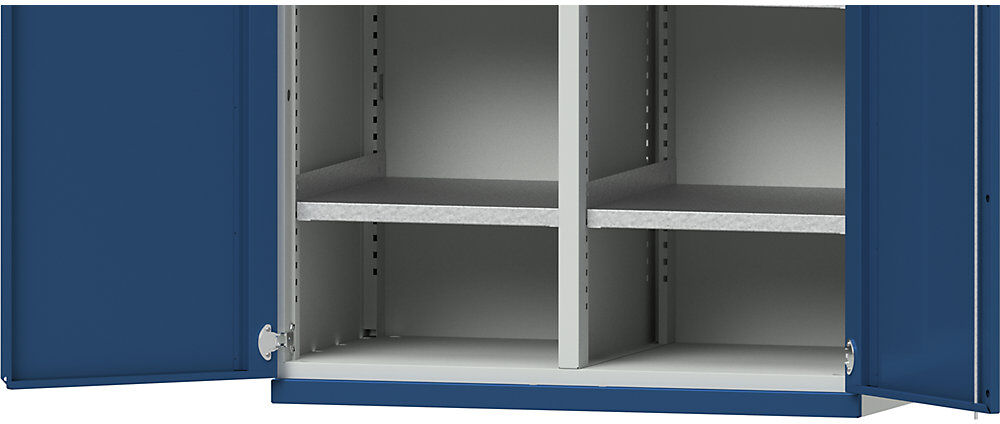 Fachboden für Schwerlastschrank, mit Mitteltrennwand, Breite 490 mm, verzinkt eurokraft pro