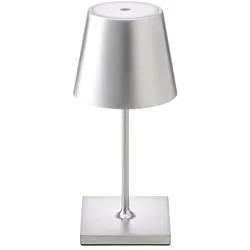 Sigor Mini Akku-Tischleuchte NUINDIE rund silber dimmbar 25cm IP54 In- & Outdoor
