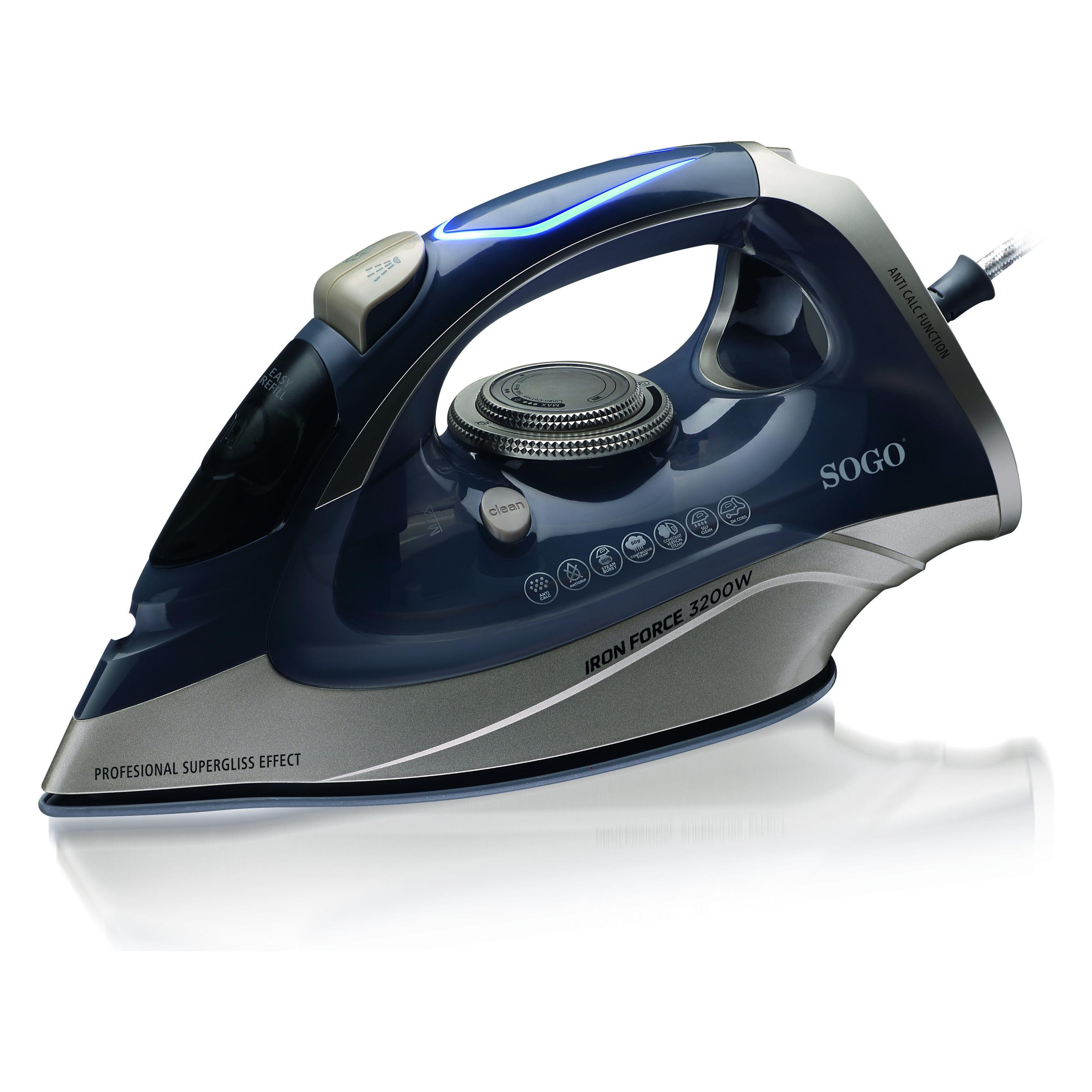 Sogo Professional Steam Iron Ceramic Sole Plate 80gm/min, 450ml T (3200 W, 80 g/min) (SOGO078)