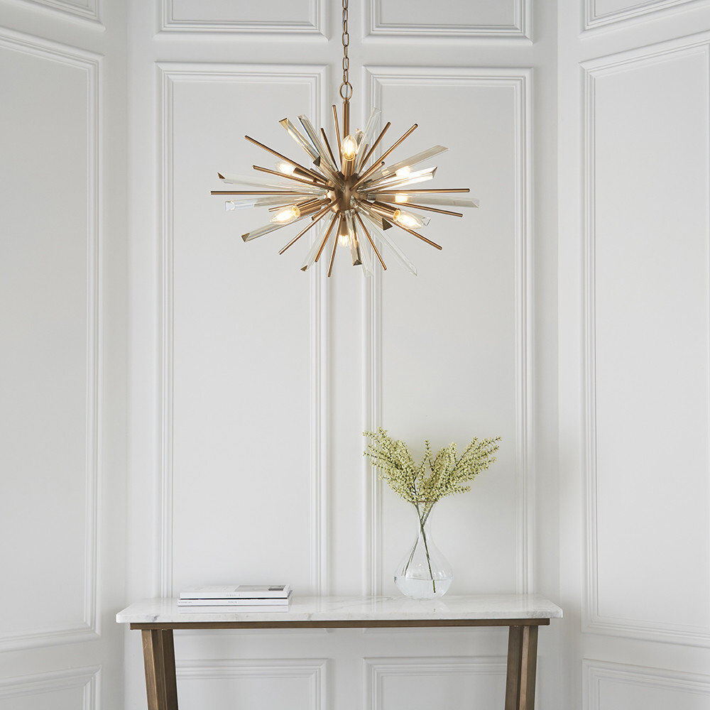 Canora Grey Riback Nahara 6-Light Sputnik Chandelier Antique Brass 44.5cm H X 60cm W X 60cm D