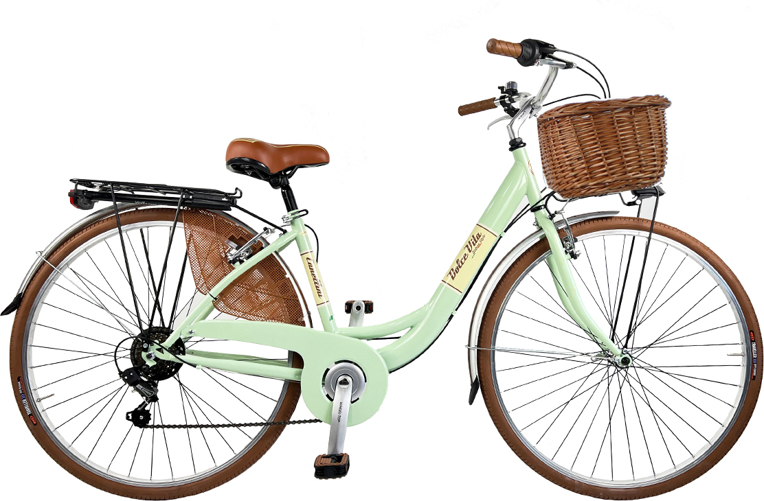 Stadtfahrrad Dolce Vita by Canellini VENERE 28" mit Korb - Hellgrun
